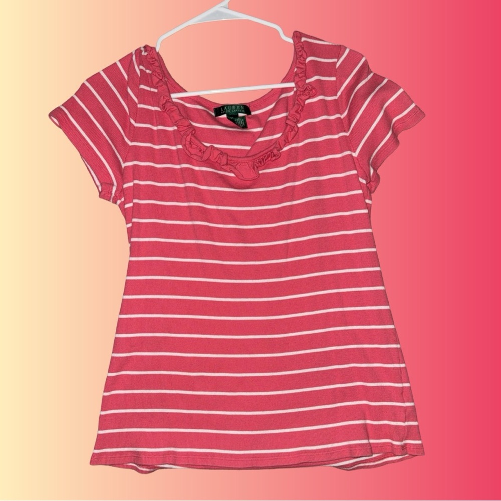 Lauren Ralph Lauren Pink and White Striped Top